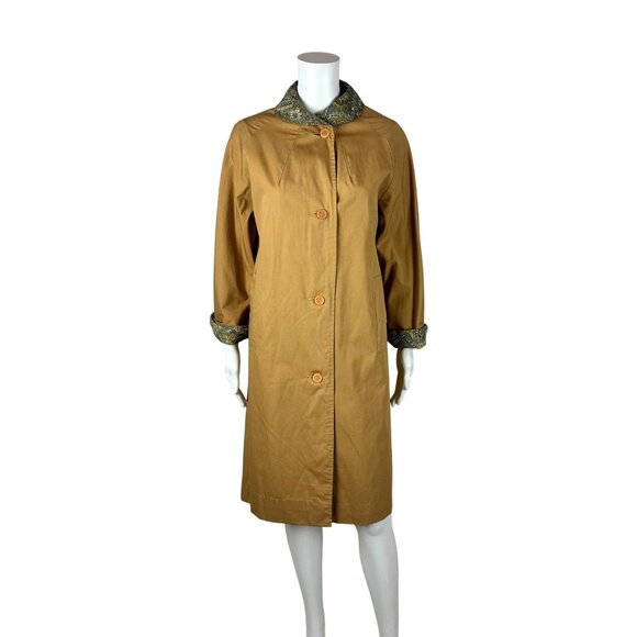 Vintage 70s Reversible Coat Women's Medium Paisley Print Gray Tan Trench - Picture 13 of 16